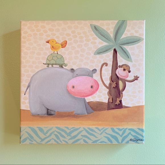 Hobby Lobby Wall Decor Baby Animal Nursery Canvas Art Tan Grey Green